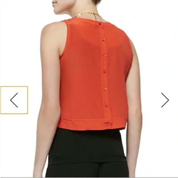 EILEEN FISHER orange 100% silk button back sleeveless top - Picture 1 of 9